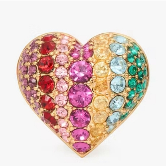 🔹️KATE SPADE 🔹️On The Dot Rainbow Collection Heart Stud Earrings - Picture 3 of 4